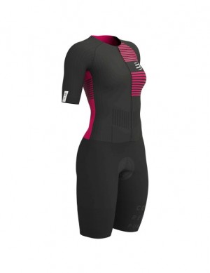 Compressport Aero SS Trisuit W T-shirts Dames Zwart | XJVYRA172