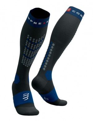 Compressport Alpine Ski Full Socks High Socks Heren Zwart Blauw | IHMDTK528