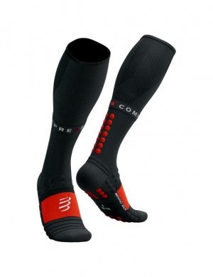 Compressport Full Socks Winter Run High Socks Heren Zwart Rood | DONLRU843