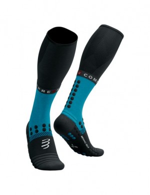 Compressport Full Socks Winter Run Sokken Unisex Blauw Zwart | XOGMQT583