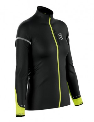 Compressport Hurricane Windproof Jacket Flash W Jassen Dames Zwart Geel | VTXPWR250