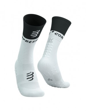 Compressport Mid Compression Socks V2.0 Hardloopsokken Heren Wit Zwart | PSGLCX073