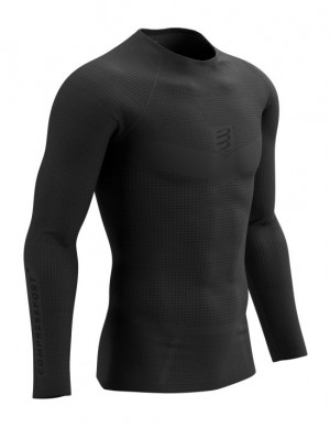 Compressport On/Off Base Layer LS Top M T-shirts Heren Zwart | XGEWCN735