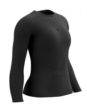 Compressport On/Off Base Layer LS Top W T-shirts Dames Zwart | UCXWVO604