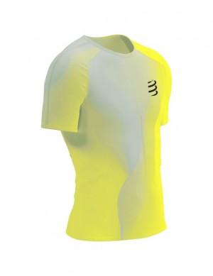 Compressport Performance SS Tshirt M Hardloopshirts Heren Geel | OXQPMB170