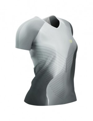 Compressport Performance SS Tshirt W Hardloopshirts Dames Zwart Wit | RZMNWY467