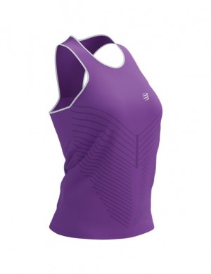 Compressport Performance Singlet W Tanktop Dames Paars | XDJKPG543