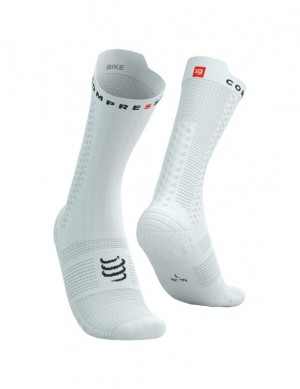 Compressport Pro Race Socks v4.0 Bike Cycling Socks Heren Wit Zwart | RKEJYF348