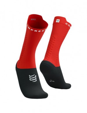 Compressport Pro Race Socks v4.0 Bike Sokken Unisex Rood Zwart | QSWPOD481