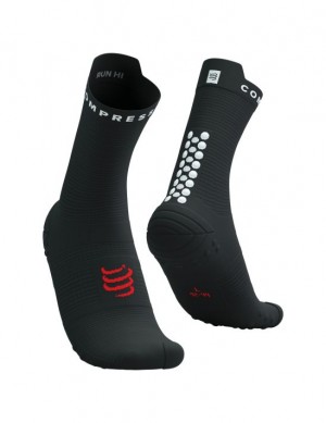 Compressport Pro Race Socks v4.0 Run High Hardloopsokken Heren Zwart Wit | RPTIBL407