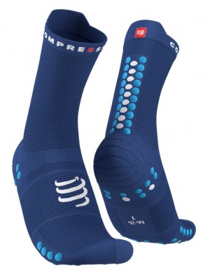 Compressport Pro Race Socks v4.0 Run High Hardloopsokken Heren Blauw | QUTPRS431