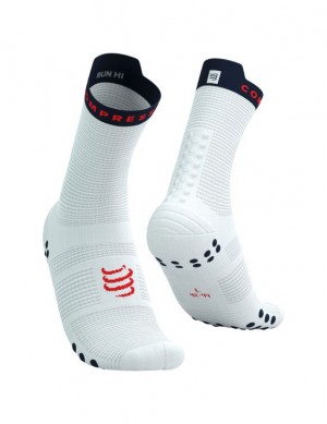 Compressport Pro Race Socks v4.0 Run High Hardloopsokken Heren Wit | OVBCEK749