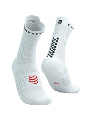 Compressport Pro Race Socks v4.0 Run High Hardloopsokken Heren Wit Zwart | NTXYCD640