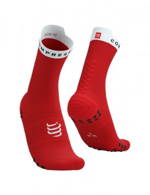 Compressport Pro Race Socks v4.0 Run High Hardloopsokken Heren Rood Wit | FXCHSU807