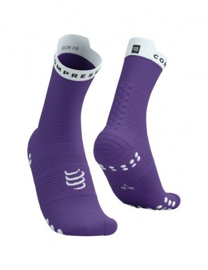 Compressport Pro Race Socks v4.0 Run High Hardloopsokken Heren Paars Wit | ATMDWY387