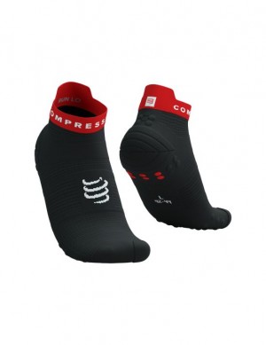 Compressport Pro Race Socks v4.0 Run Low Hardloopsokken Heren Zwart Rood | ZJGUCW046