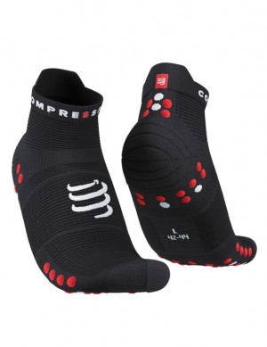 Compressport Pro Race Socks v4.0 Run Low Hardloopsokken Heren Zwart Rood | RMILZS754