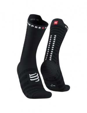 Compressport Pro Race Socks v4.0 Ultralight Bike Cycling Socks Heren Zwart Wit | ZCWKIJ012