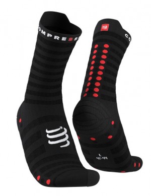 Compressport Pro Race Socks v4.0 Ultralight Run High Hardloopsokken Heren Zwart Rood | NVBMPQ240