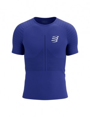 Compressport Race SS Tshirt M Hardloopshirts Heren Blauw | XVQSAK546