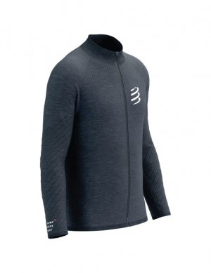 Compressport Seamless Zip Sweatshirt Hoodie Heren Indigo | DPQXFM012