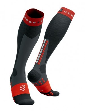 Compressport Ski Touring Full Socks High Socks Heren Zwart Rood | GWILDF594