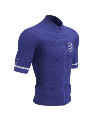 Compressport Trail Postural SS Top M T-shirts Heren Blauw | RHQUMT904