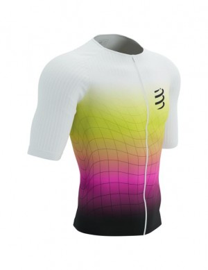 Compressport Tri Postural Aero SS Top M T-shirts Heren Geel Roze | DERVMJ864