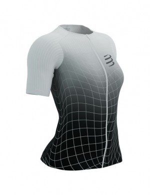 Compressport Tri Postural Aero SS Top W T-shirts Dames Zwart Wit | IOHXMF705