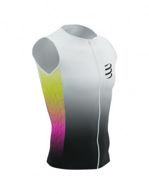 Compressport Tri Postural Aero Tank Top M T-shirts Heren Geel Roze | HOSTCJ582