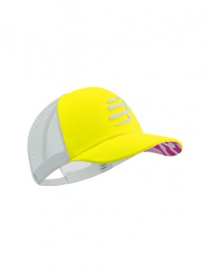 Compressport Trucker Cap Caps Dames Geel Wit | RXNDGY786