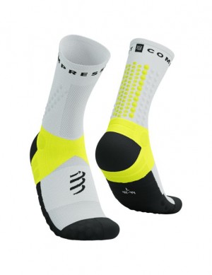 Compressport Ultra Trail Socks V2.0 Hardloopsokken Heren Wit Geel | MDKLTU458