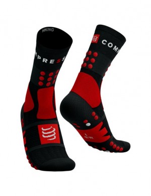 Compressport Wandelen Socks Hiking Socks Heren Zwart Rood Wit | KMUSZH539