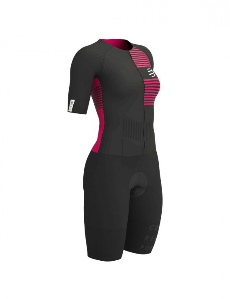 Compressport Aero SS Trisuit W T-shirts Unisex Zwart | FIHCTW379