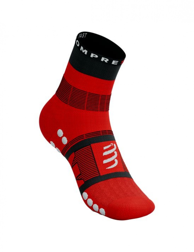 Compressport Fast Wandelen Socks Hiking Socks Heren Zwart Rood Wit | TOYDAW657