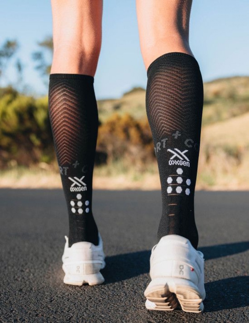 Compressport Full Socks Oxygen Sokken Unisex Zwart | IBOPTC206