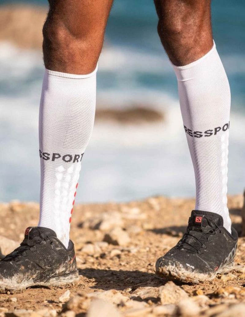 Compressport Full Socks Run Hardloopsokken Heren Wit | VOIEAP367