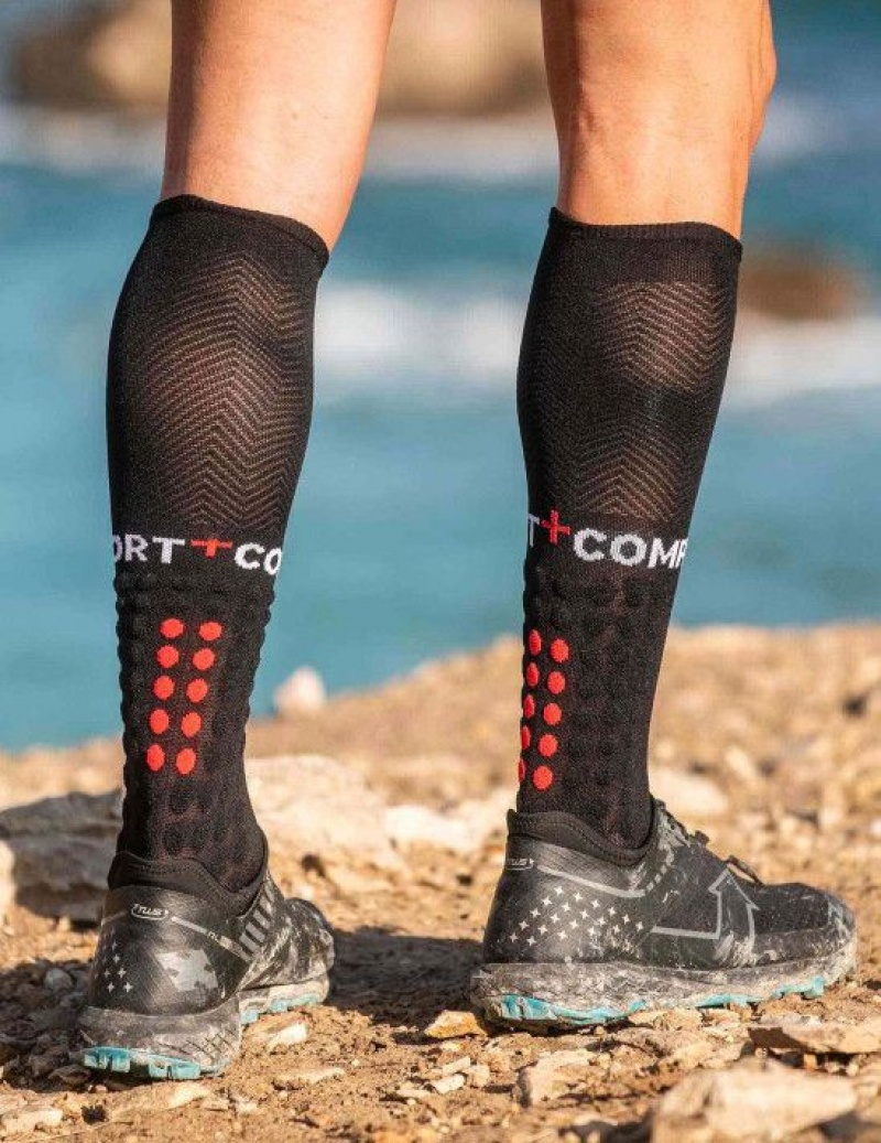 Compressport Full Socks Run High Socks Heren Zwart | OPFYAL608