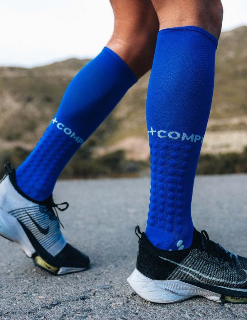 Compressport Full Socks Run High Socks Heren Blauw | GOZINC173