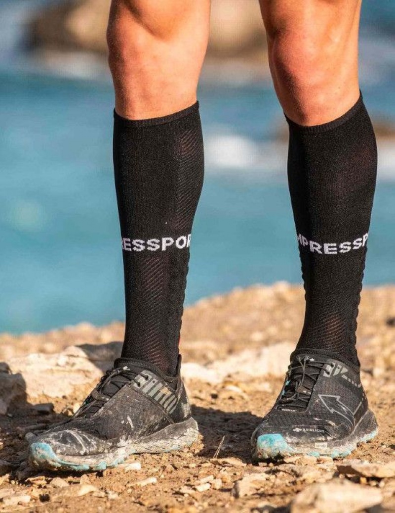 Compressport Full Socks Run Sokken Unisex Zwart | HTRJFU324