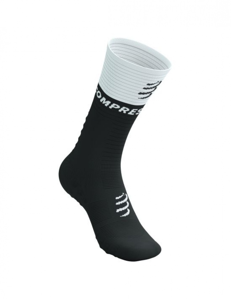 Compressport Mid Compression Socks V2.0 Hardloopsokken Heren Zwart Wit | GTVCSA783