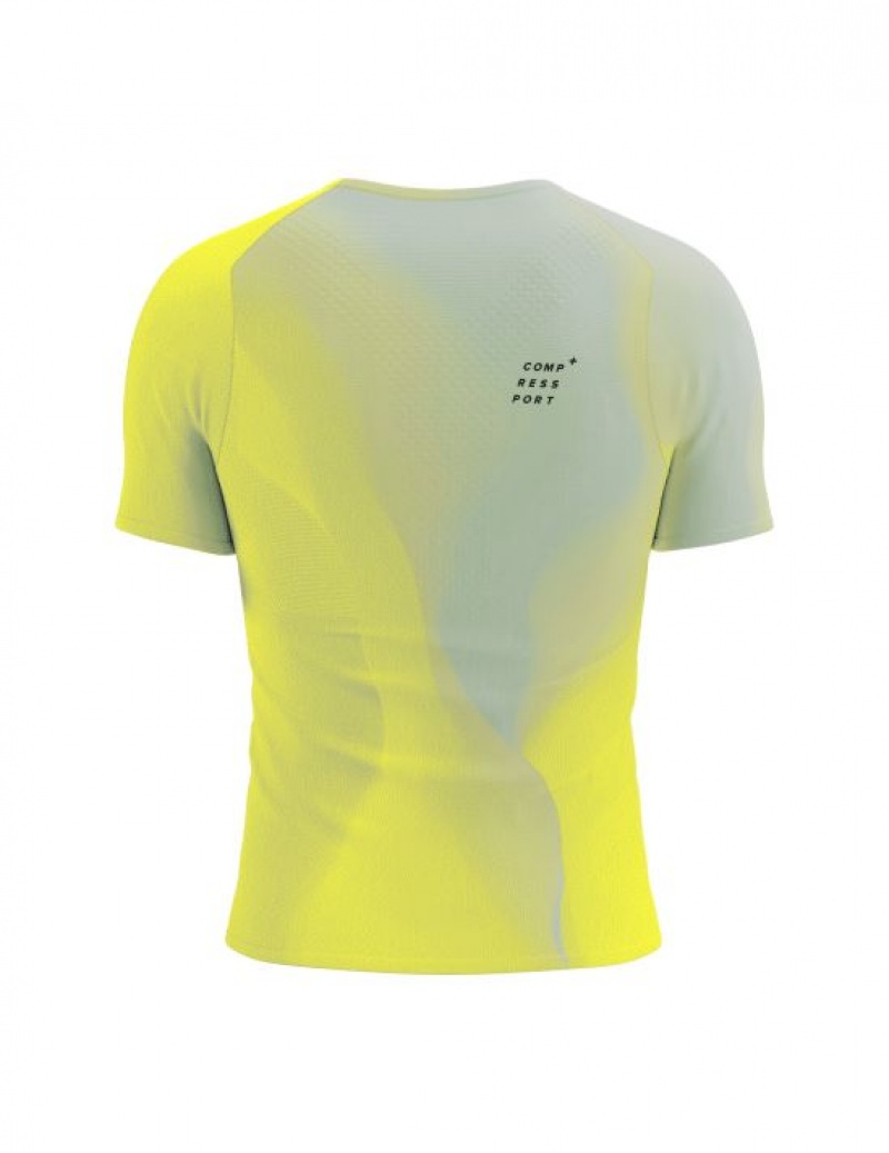 Compressport Performance SS Tshirt M Hardloopshirts Heren Geel | OXQPMB170