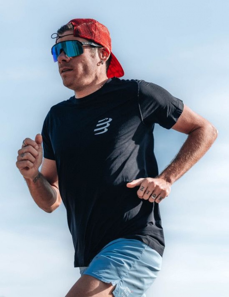 Compressport Performance SS Tshirt M T-shirts Unisex Zwart Wit | ASDUYM140