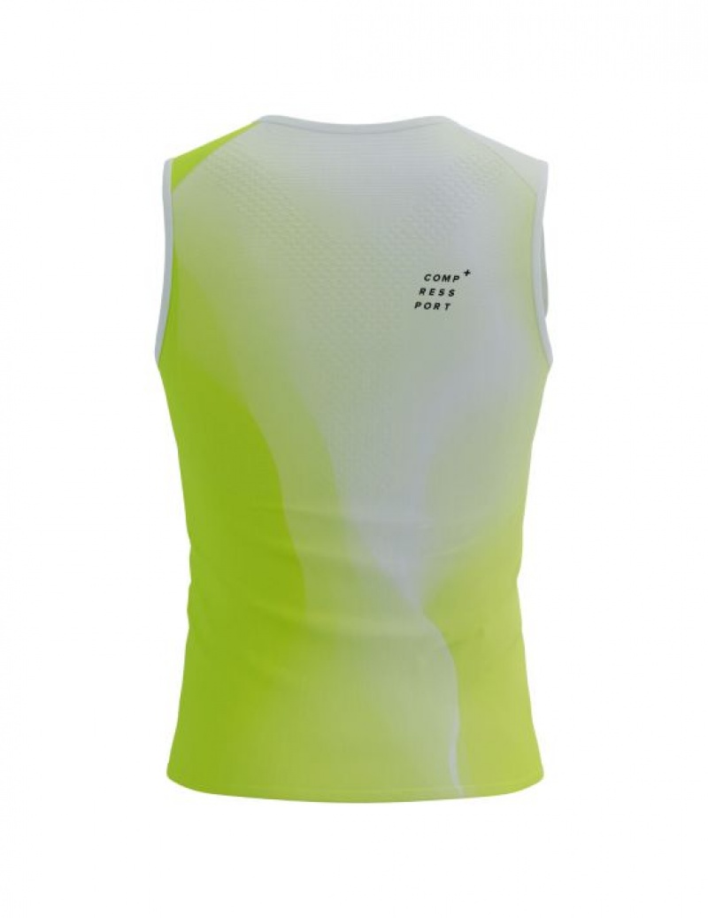 Compressport Performance Tank M Hardloopshirts Heren Geel | BFWYXJ357