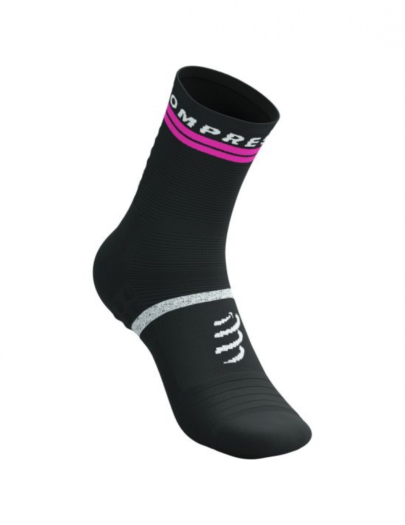 Compressport Pro Marathon Socks V2.0 Hardloopsokken Heren Zwart Geel Roze | QJTHCF879