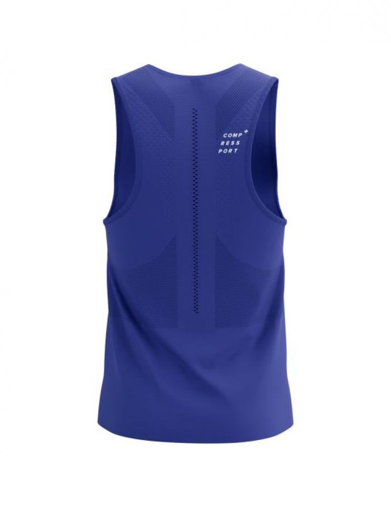 Compressport Pro Race Singlet M Hardloopshirts Heren Blauw | KDYFCV513