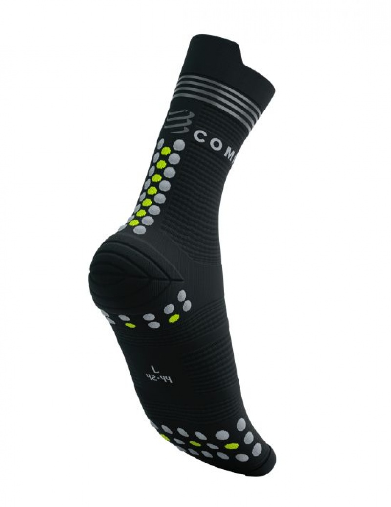 Compressport Pro Race Socks V4.0 Run High Flash Hardloopsokken Heren Zwart Geel | QGYZXB127