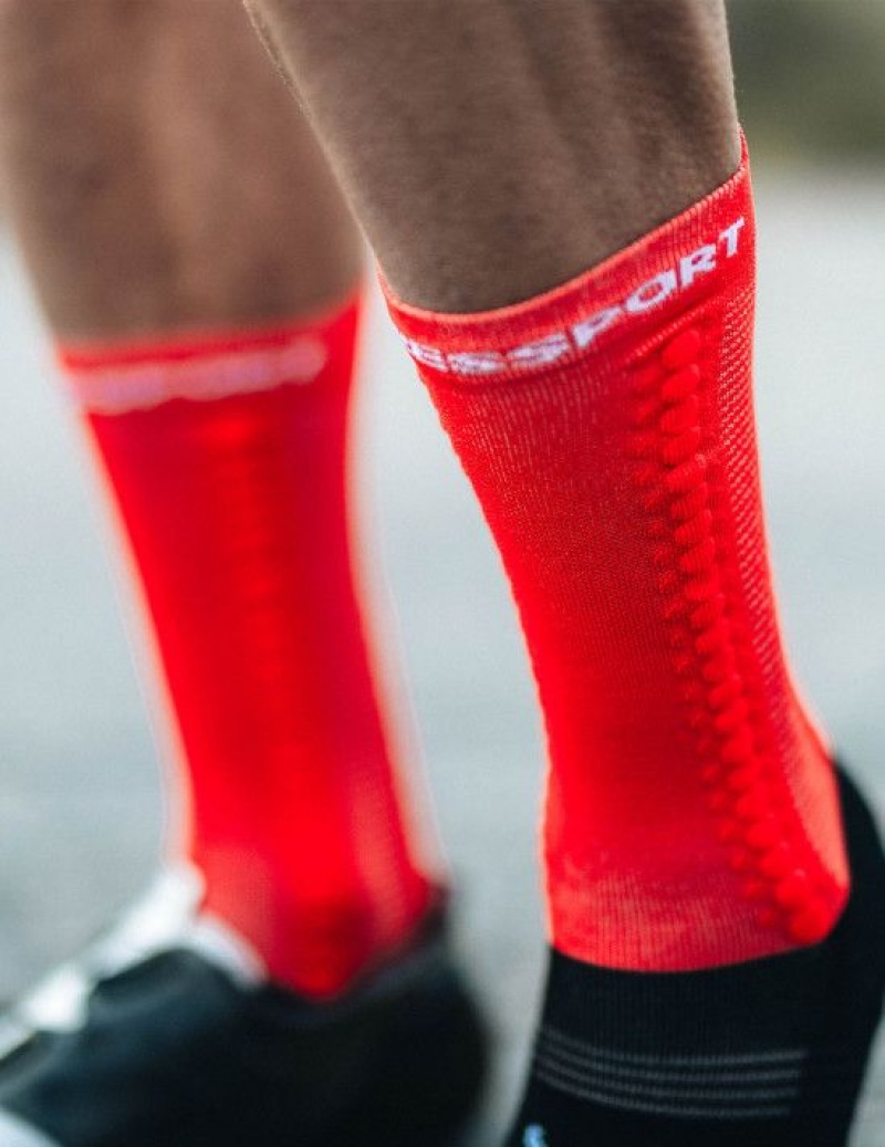 Compressport Pro Race Socks v4.0 Bike Cycling Socks Heren Rood Zwart | WBRZPN617