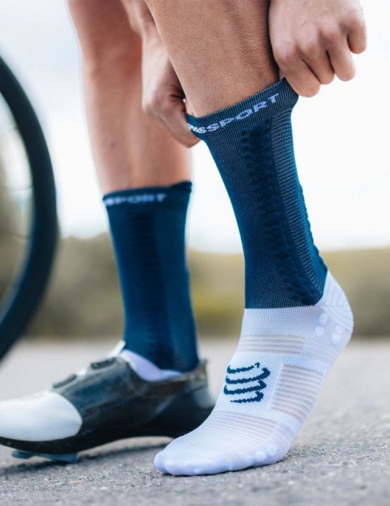 Compressport Pro Race Socks v4.0 Bike Cycling Socks Heren Wit | ZODKLA481