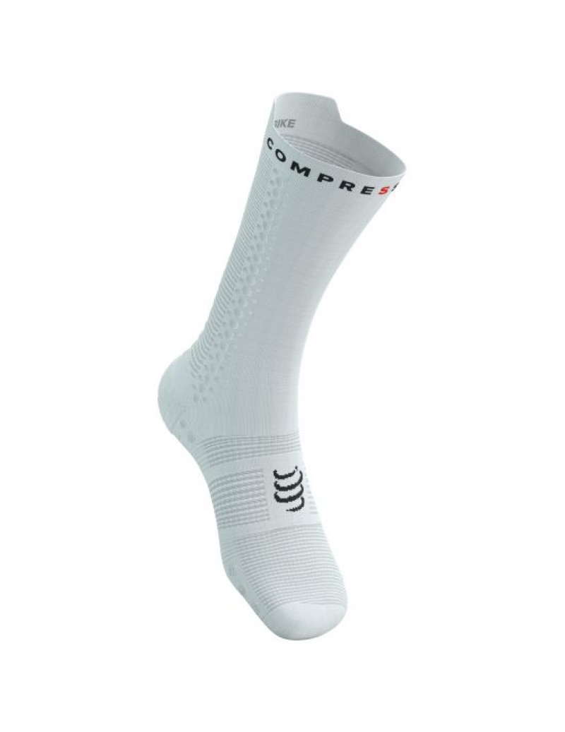 Compressport Pro Race Socks v4.0 Bike Cycling Socks Heren Wit Zwart | RKEJYF348